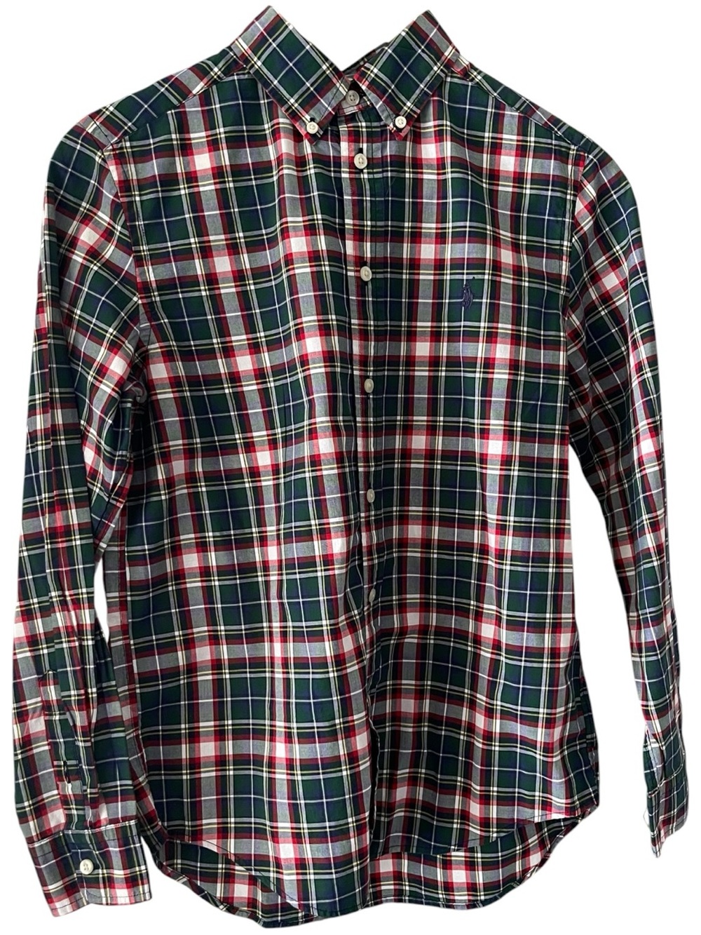 Polo Ralph Lauren Plaid Button Down Shirt Green Red Boys Large 14-16